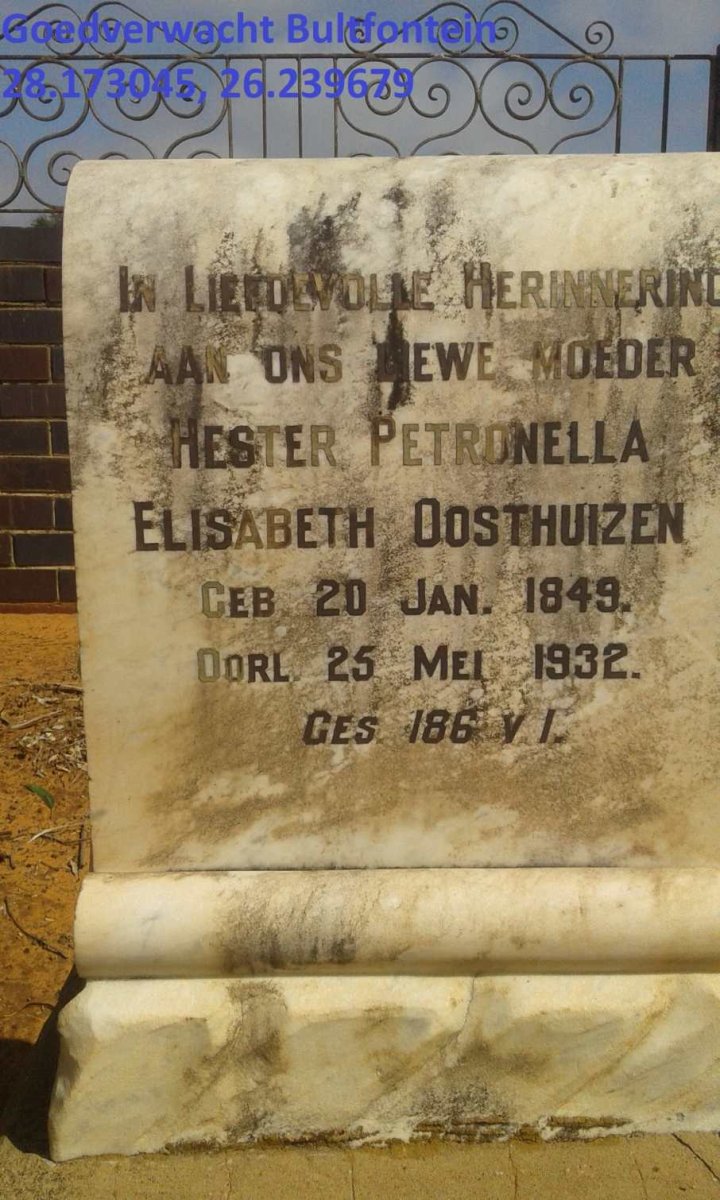 OOSTHUIZEN Hester Petronella Elisabeth 1849-1932