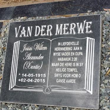 MERWE Josias Willem Alexander, van der 1915-2015