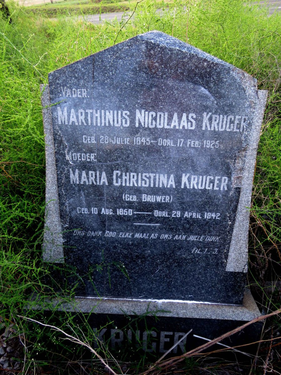 KRUGER Marthinus Nicolaas 1845-1925 &amp; Maria Christina BRUWER 1850-1942