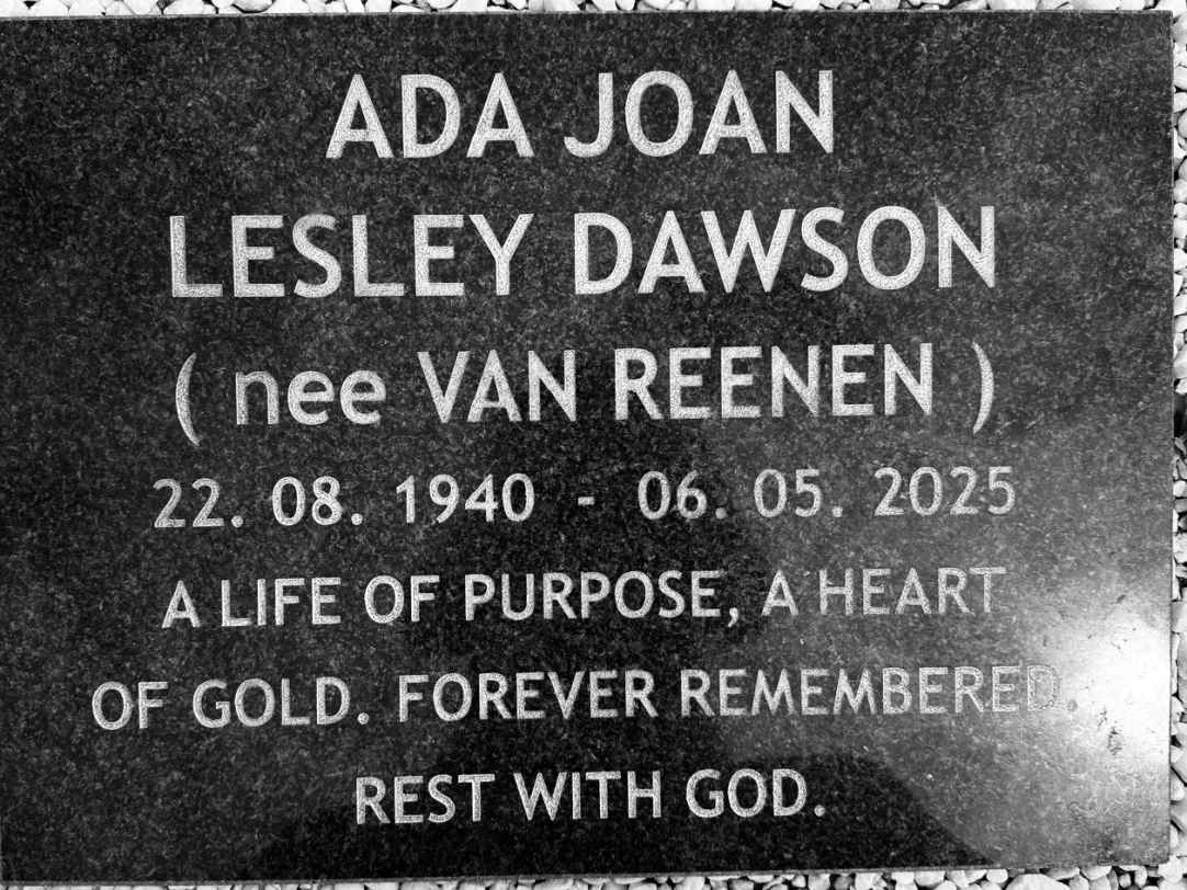 DAWSON Ada Joan Lesley nee VAN REENEN 1940-2025