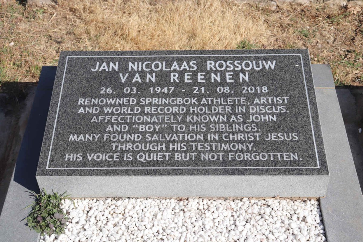 REENEN Jan Nicolaas Rossouw, van 1947-2018