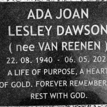 DAWSON Ada Joan Lesley nee VAN REENEN 1940-2025