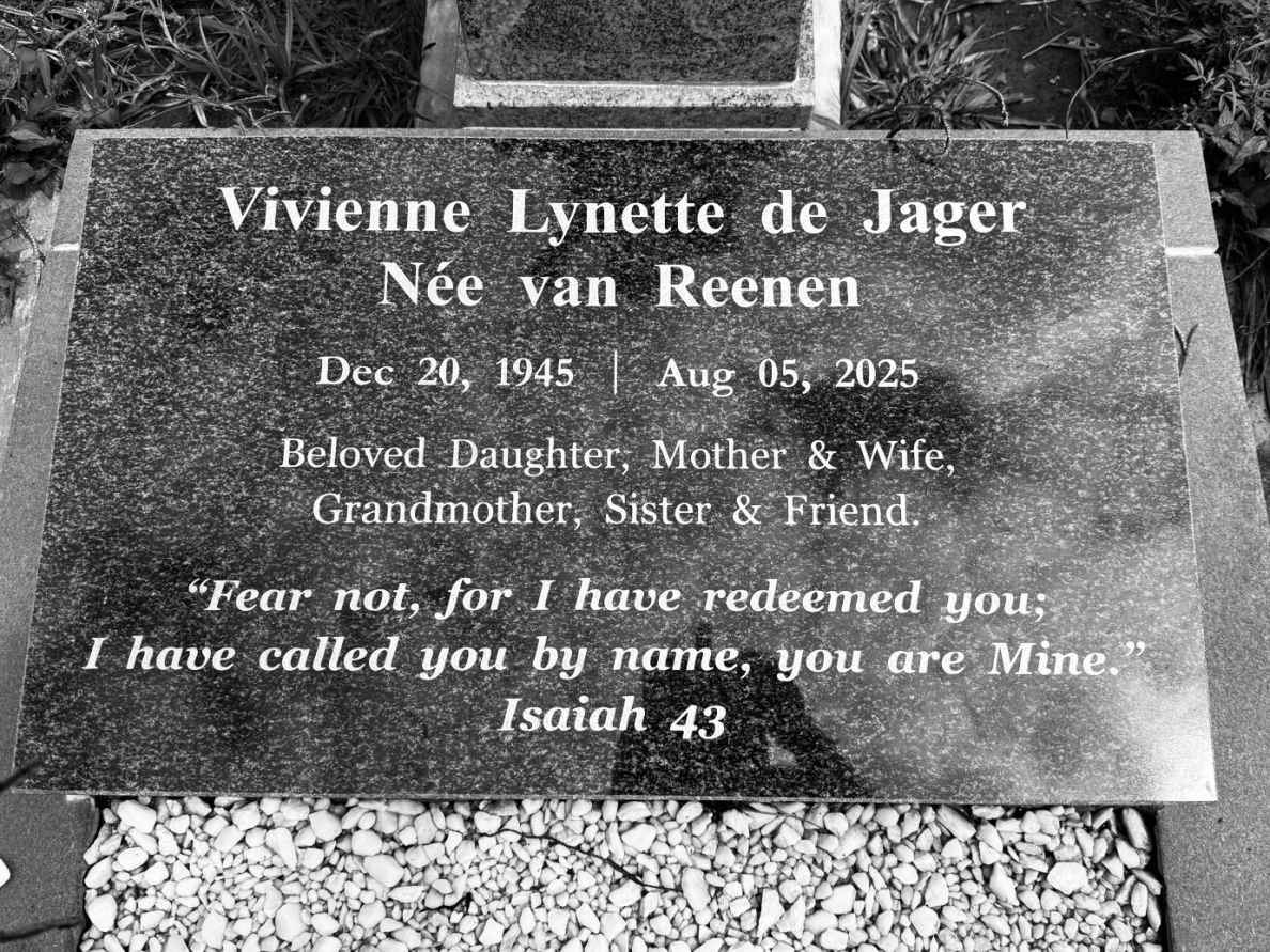 JAGER Vivienne Lynette, de nee VAN REENEN 1945-2025