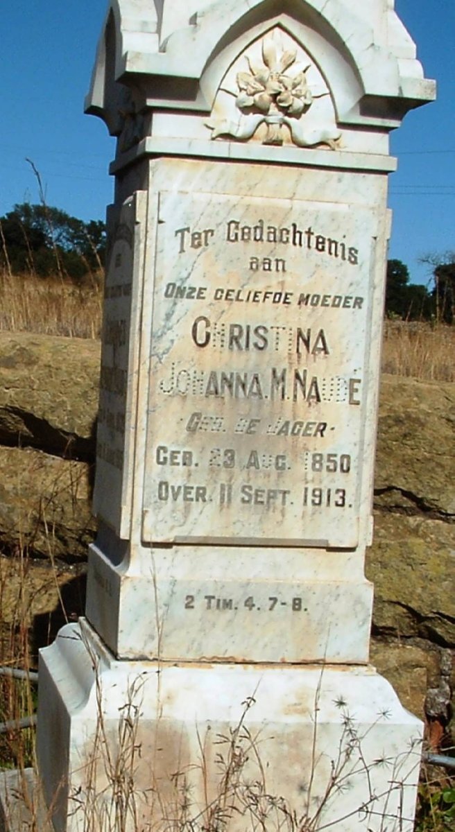 NAUDE Christina Johanna M. nee DE JAGER 1850-1913