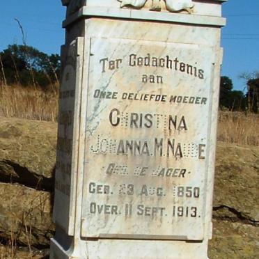 NAUDE Christina Johanna M. nee DE JAGER 1850-1913