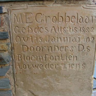 GROBBELAAR M.E. 1882-1902