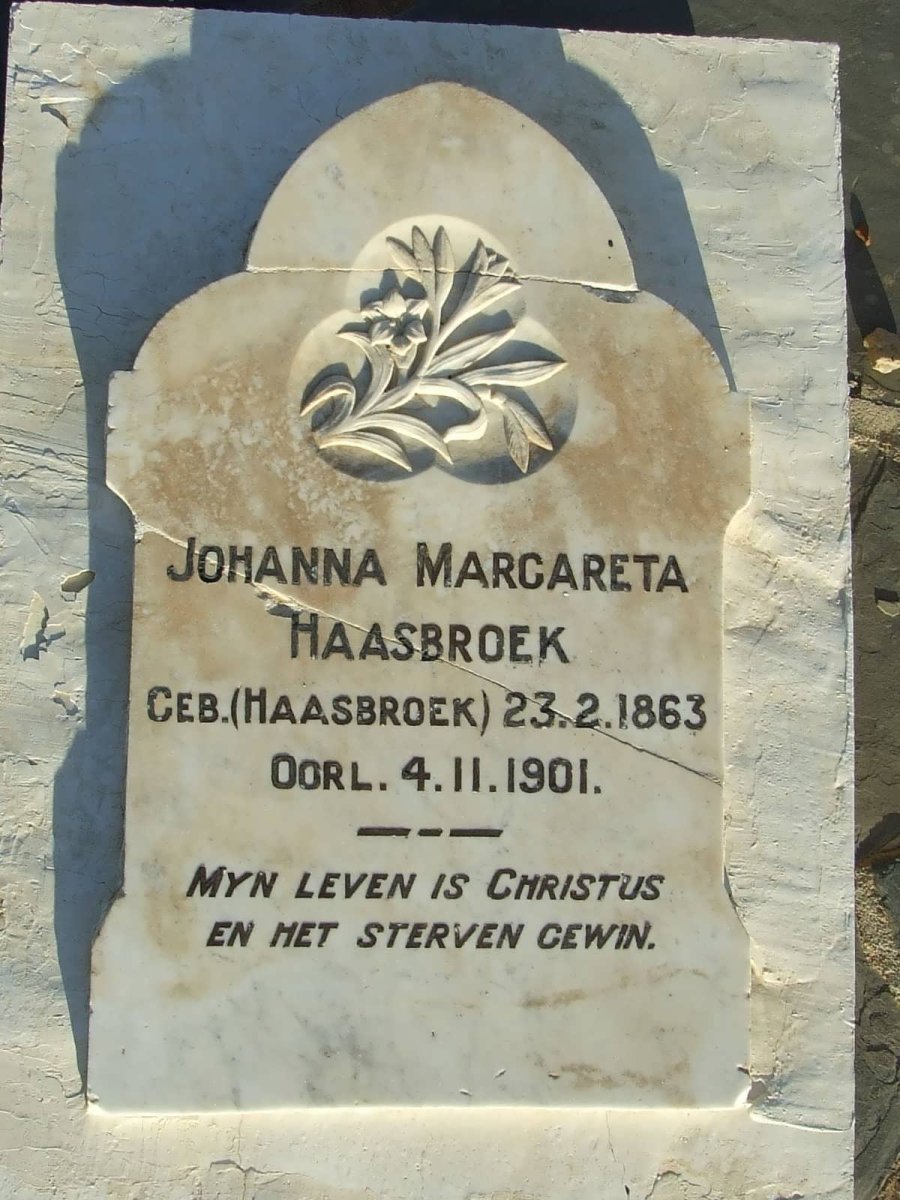HAASBROEK Johanna Margareta nee HAASBROEK 1863-1901