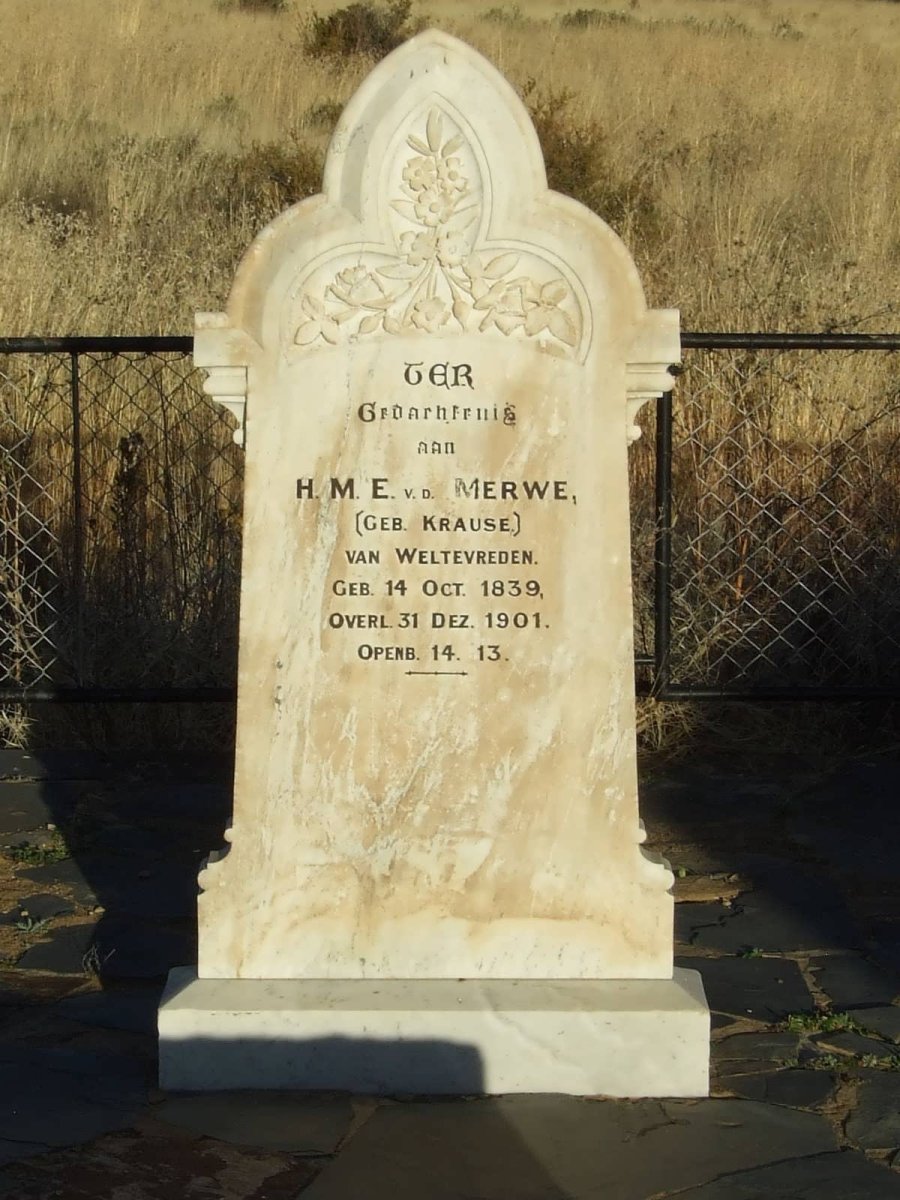 MERWE H.M.E., v.d. nee KRAUSE 1839-1901
