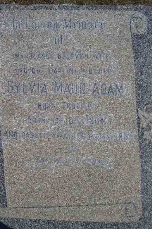 ADAM Sylvia Maud nee TROLLIP 1884-1934