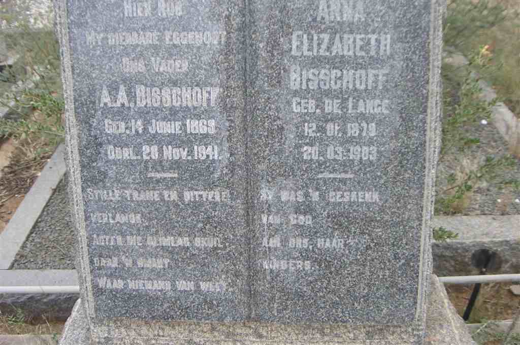 BISSCHOFF A.A. 1869-1941 &amp; Anna Elizabeth DE LANGE 1879-1983