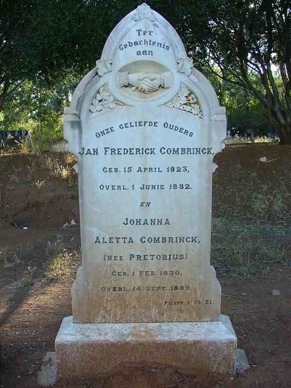 COMBRINCK Jan Frederick 1823-1882 &amp; Johanna Aletta PRETORIUS 1830-1889