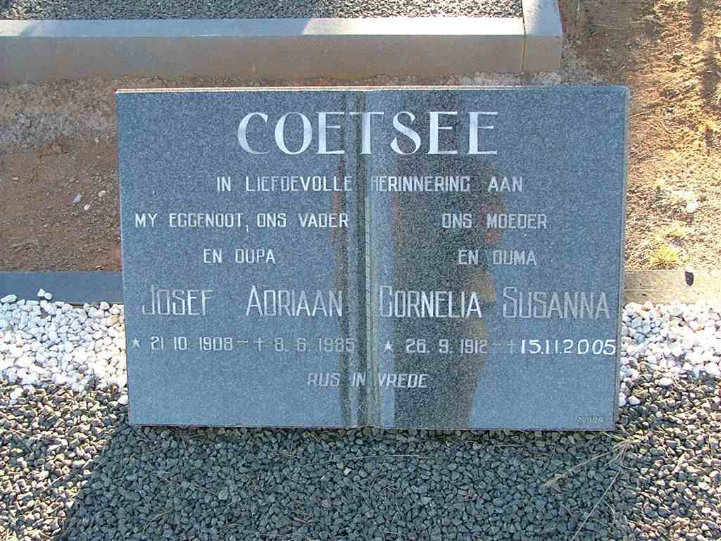 COETSEE Josef Adriaan 1908-1985 &amp; Cornelia Susanna 1912-2005