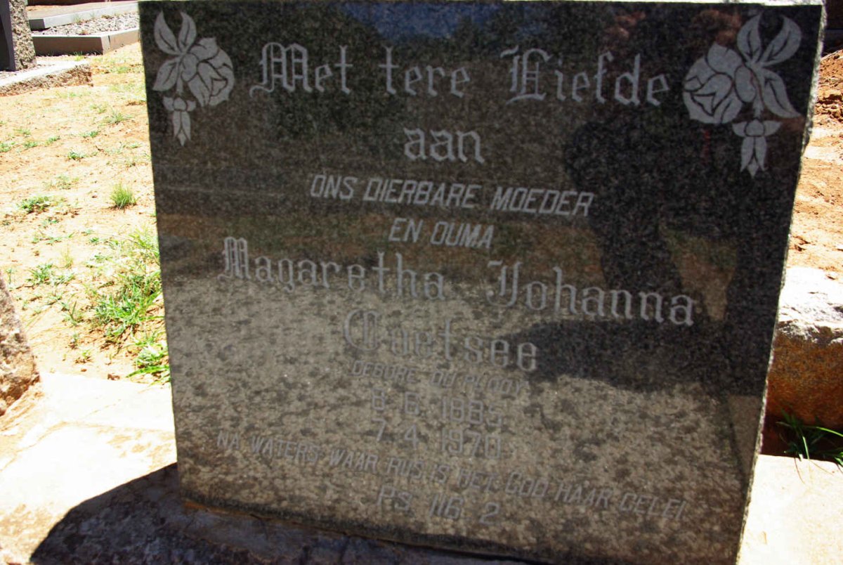 COETSEE Magaretha Johanna nee DU PLOOY 1885-1970