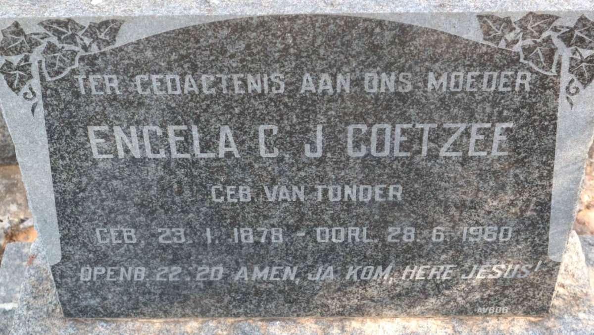 COETZEE Engela C.J. nee VAN TONDER 1878-1960