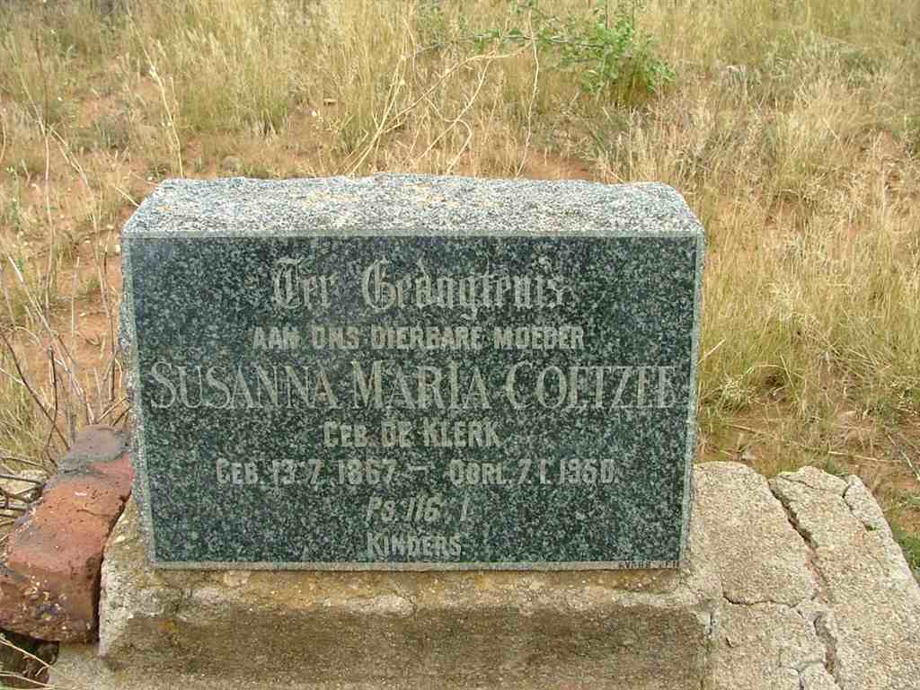COETZEE Susanna Maria nee DE KLERK 1867-1950