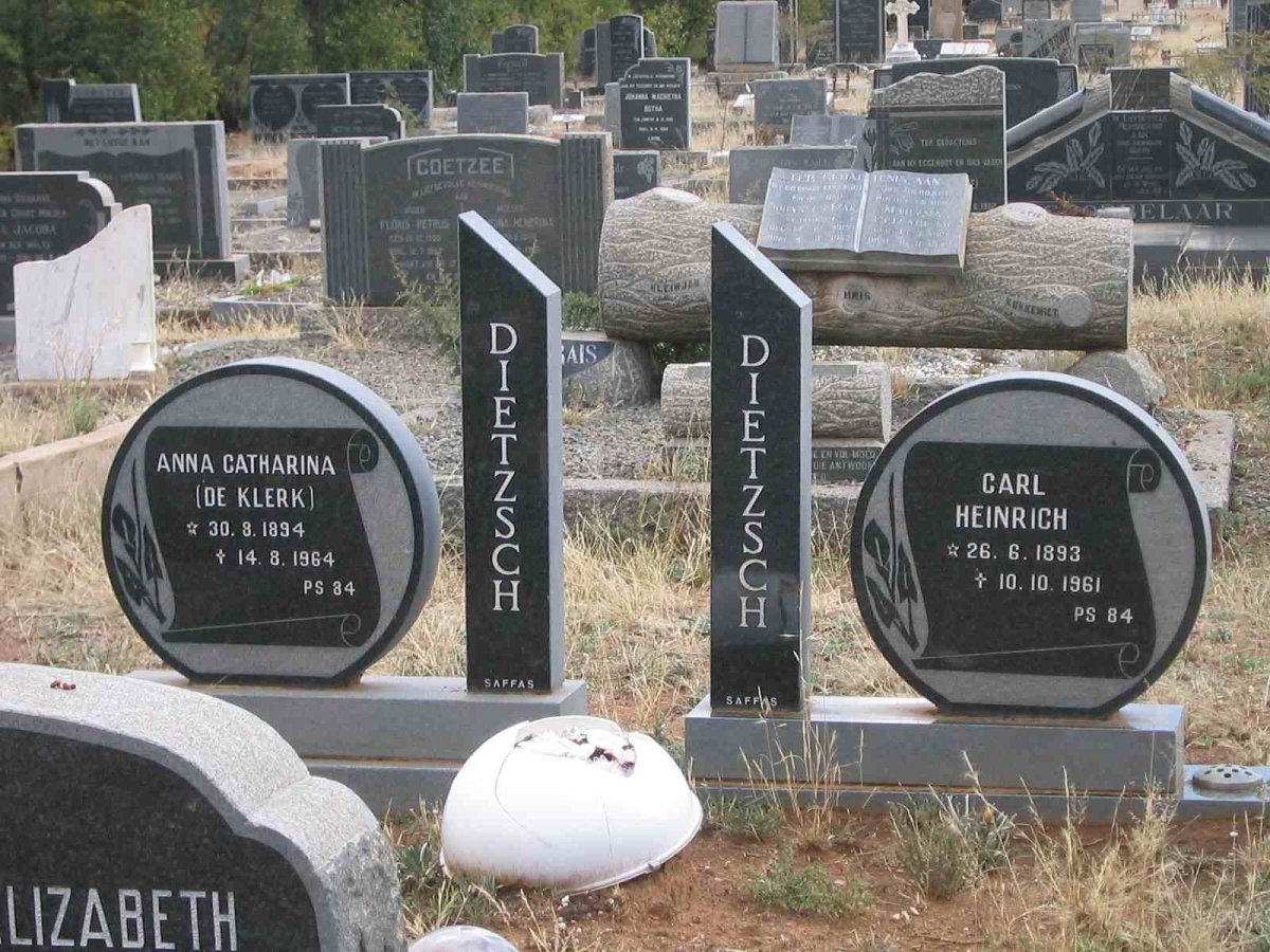 DIETZSCH Carl Heinrich 1893-1961 &amp;  Anna Catharina  DE KLERK 1894-1964