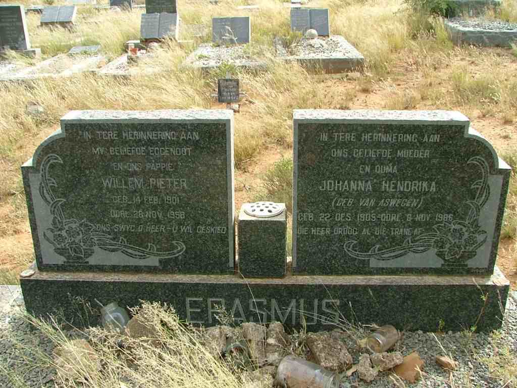 ERASMUS Willem Pieter 1901-1958 &amp; Johanna Hendrika VAN ASWEGEN 1905-1986
