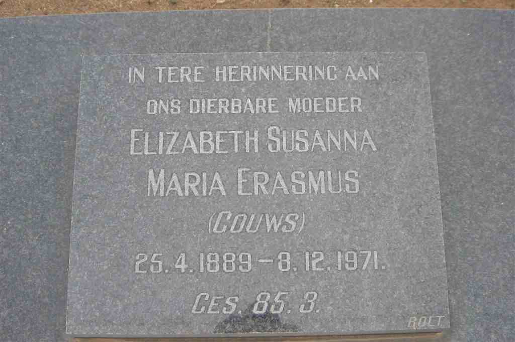 ERASMUS Elizabeth Susanna Maria nee GOUWS 1889-1971