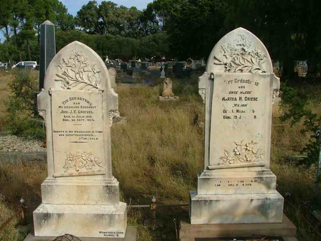 GRIESEL J.J.E. 1850-1924 &amp; Martha M. WIESNER 1857-1938