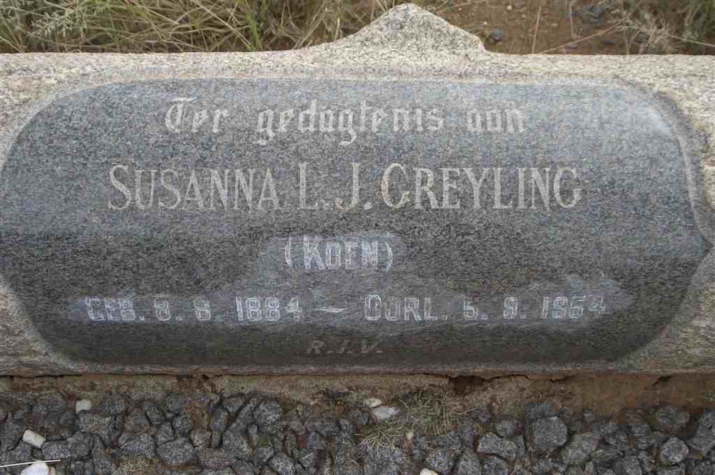 GREYLING Susanna L.J. nee KOEN 1884-1954
