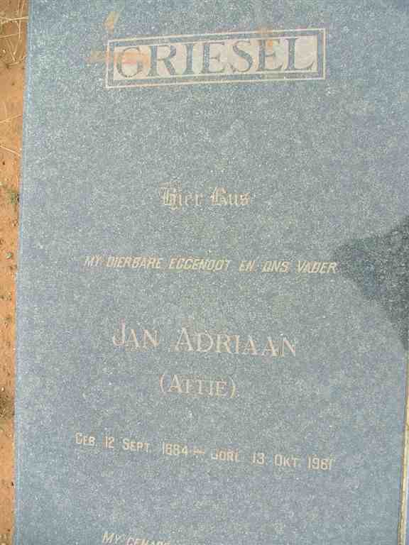 GRIESEL Jan Adriaan 1884-1961