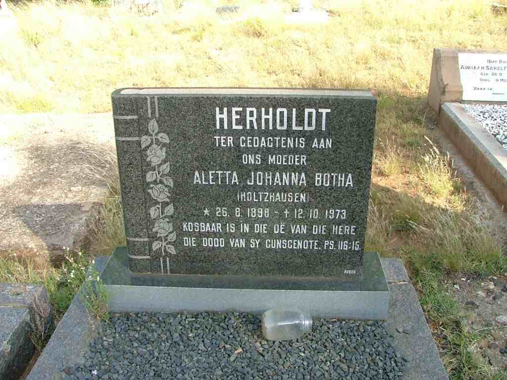 HERHOLDT Aletta Johanna Botha nee HOLTZHAUSEN 1898-1973