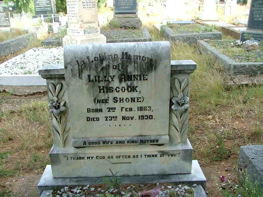 HISCOCK Lilly Annie nee SHONE 1863-1930
