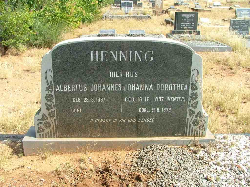 HENNING Albertus Johannes 1897- &amp; Johanna Dorothea VENTER 1897-1972