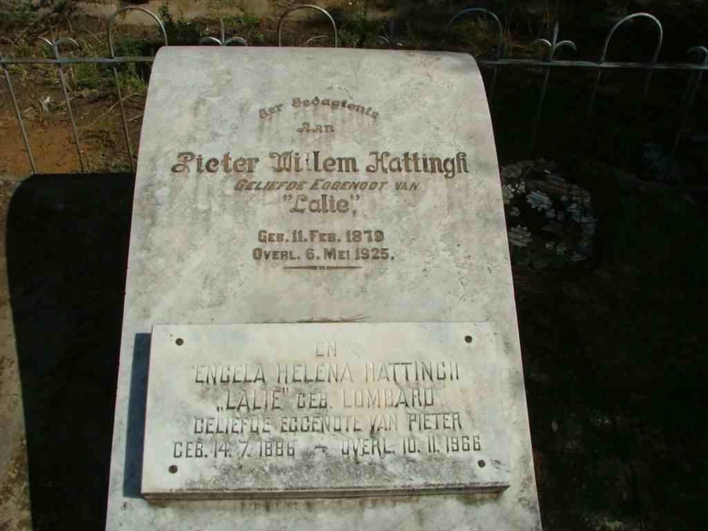 HATTINGH Pieter Willem 1879-1925 &amp; Engela Helena LOMBARD 1886-1966