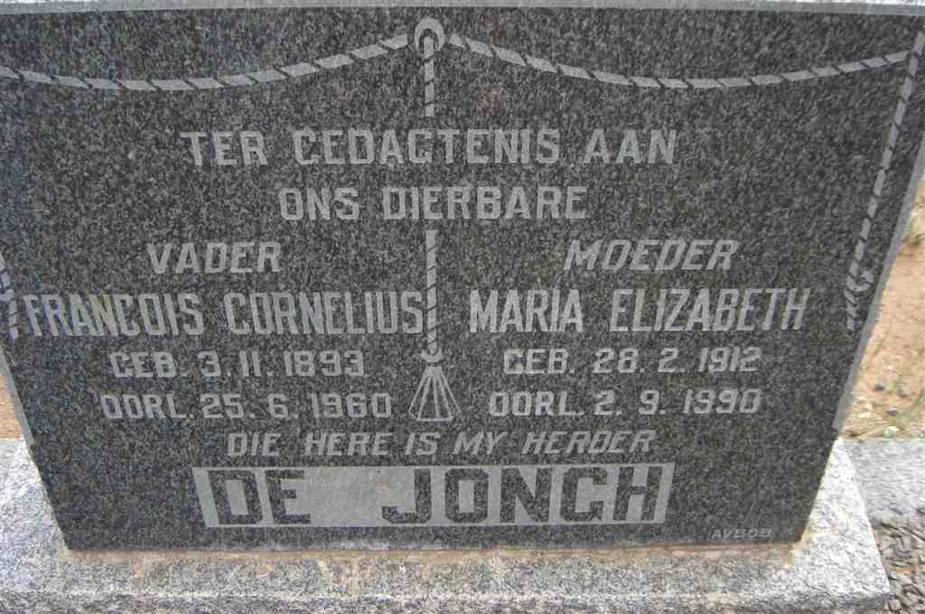 JONGH Francois Cornelius, de 1893-1960 &amp; Maria Elizabeth 1912-1990