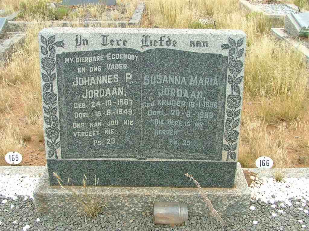 JORDAAN Johannes P. 1887-1949 &amp; Susanna Maria KRUGER 1896-1988