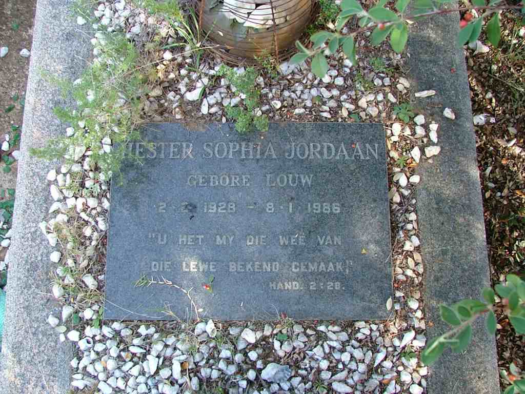 JORDAAN Hester Sophia nee LOUW 1928-1986
