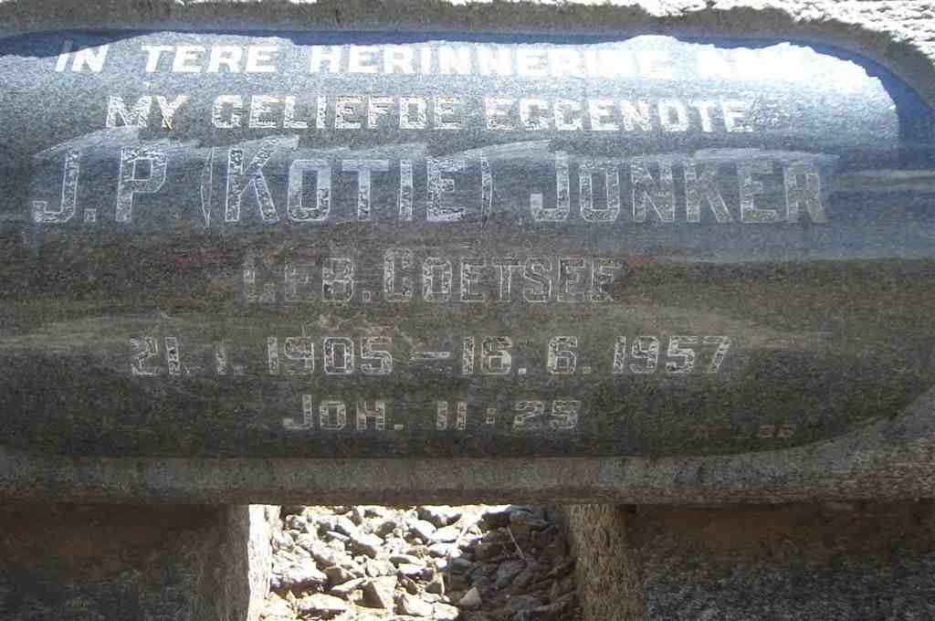 JONKER J.P. nee COETSEE 1905-1957