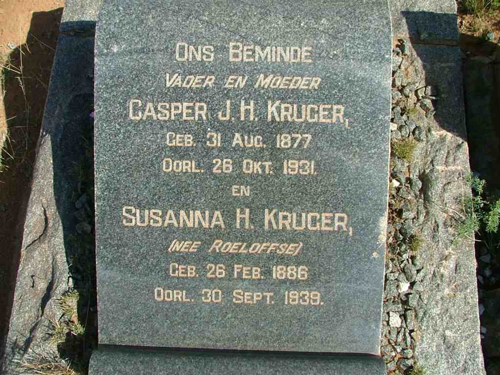 KRUGER Casper J.H. 1877-1931 &amp; Susanna H. ROELOFFSE 1886-1939