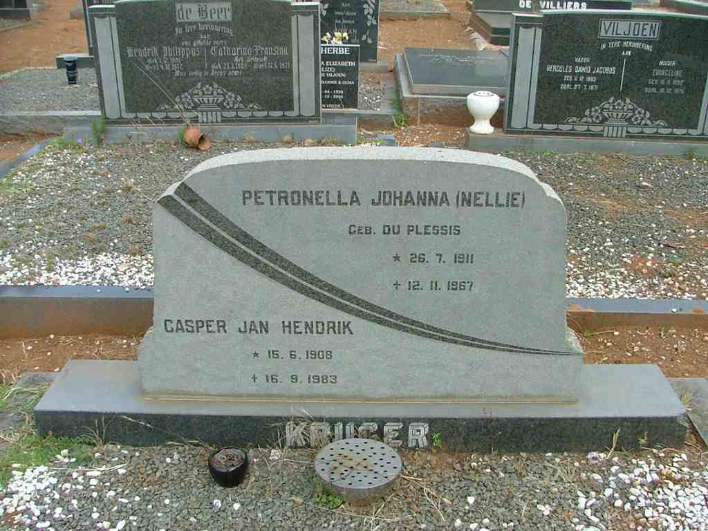 KRUGER Casper Jan Hendrik 1908-1983 &amp; Petronella Johanna DU PLESSIS 1911-1967
