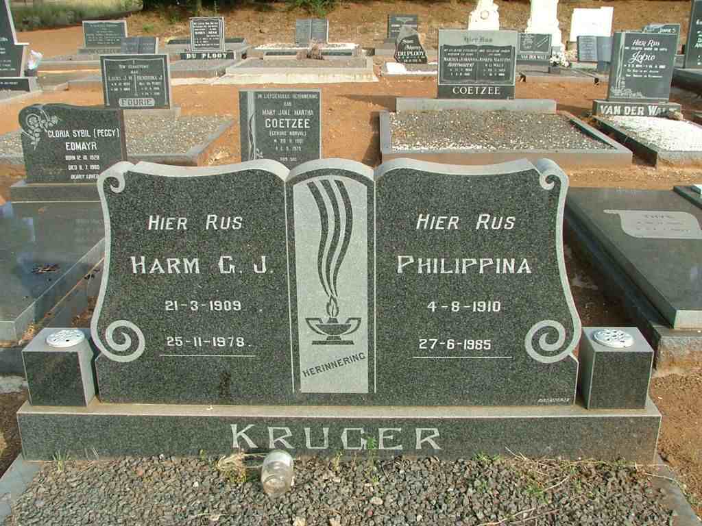 KRUGER Harm G.J. 1909-1978 &amp; Philippina 1910-1985