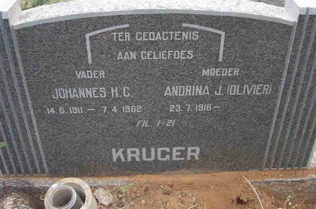 KRUGER Johannes H.G. 1911-1962 &amp; Andrina J. OLIVIER 1916-