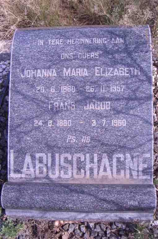 LABUSCHAGNE Frans Jacob 1880-1960 &amp; Johanna Maria Elizabeth 1880-1957