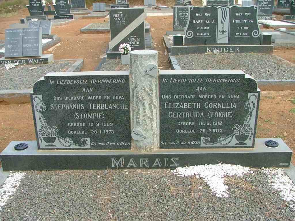 MARAIS Stephanus Terblanche 1909-1973 &amp; Elizabeth Cornelia Gertruida 1912-1973