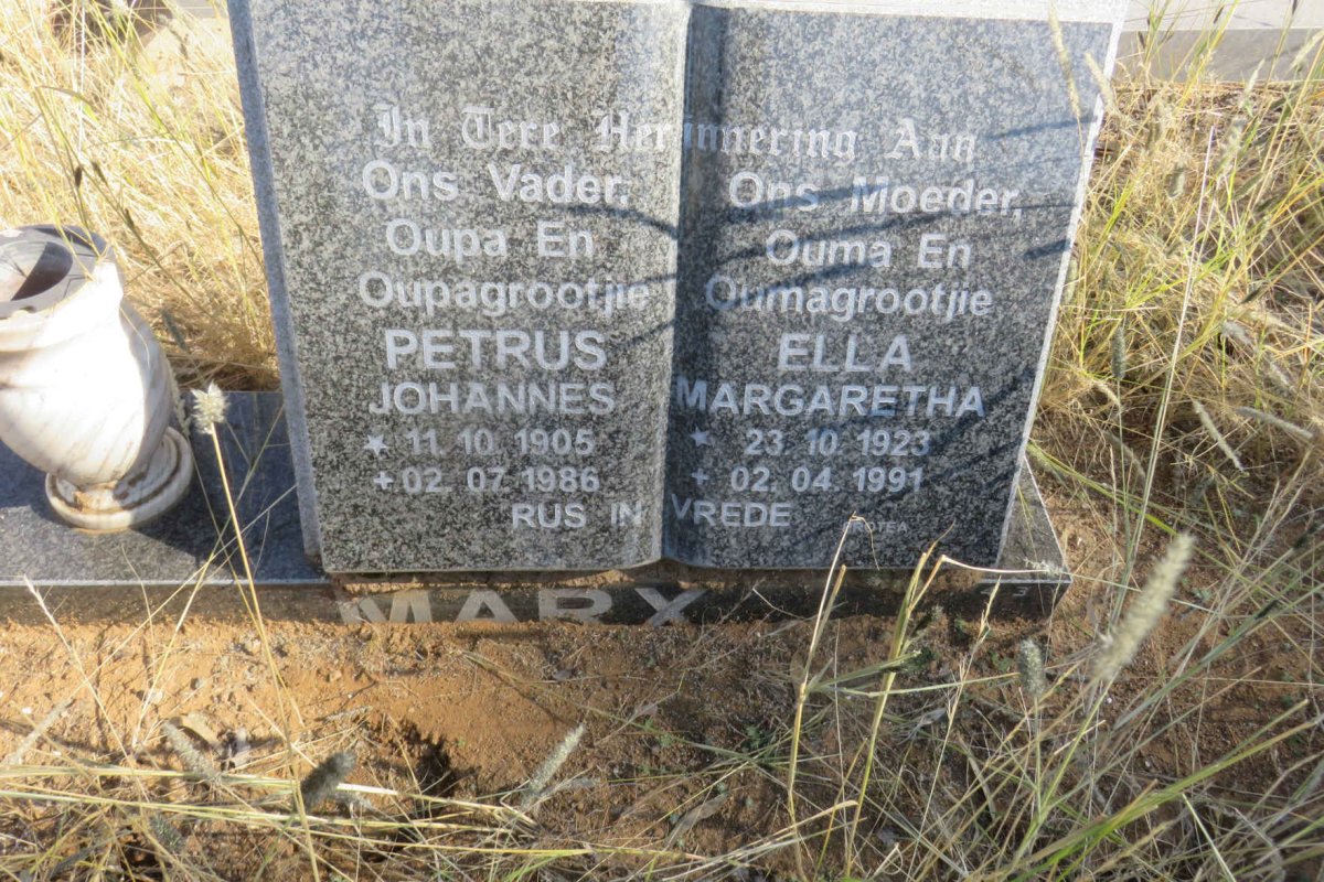 MARX Petrus Johannes 1905-1986 &amp; Ella Margaretha 1923-1991