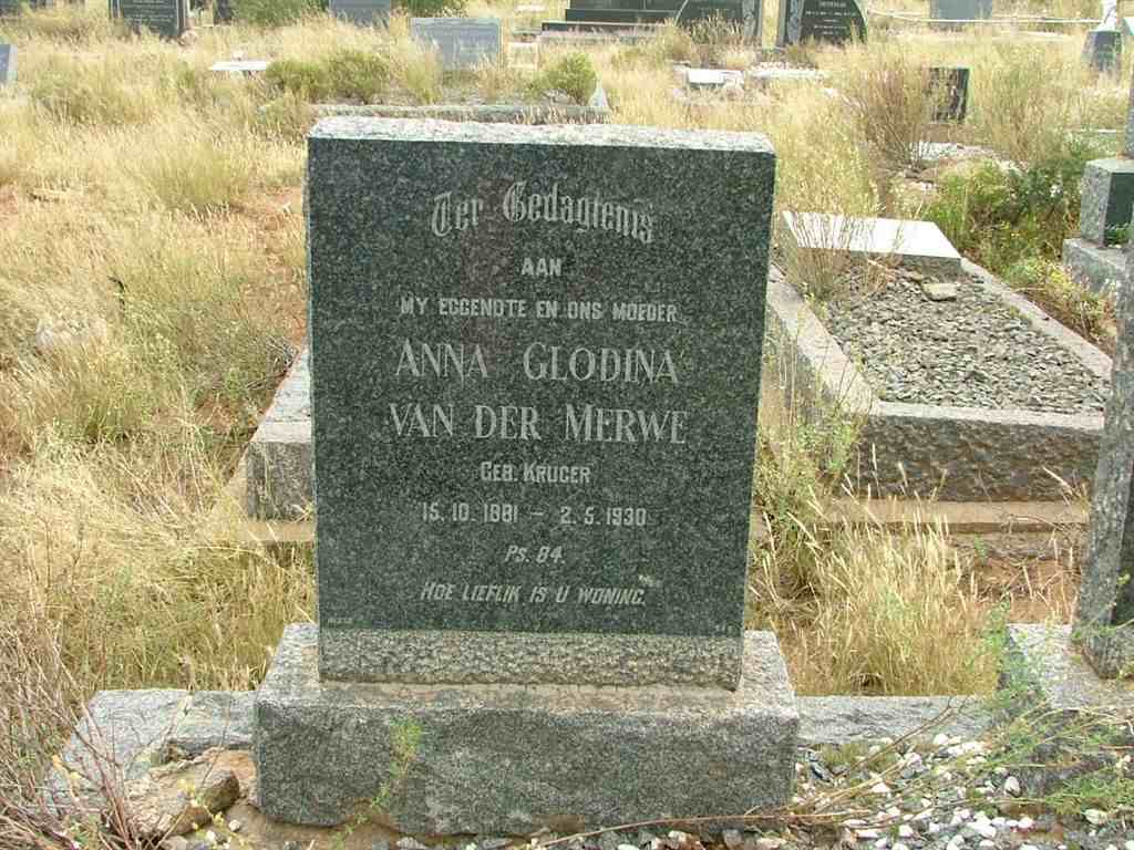 MERWE Anna Glodina, van der nee KRUGER 1881-1930