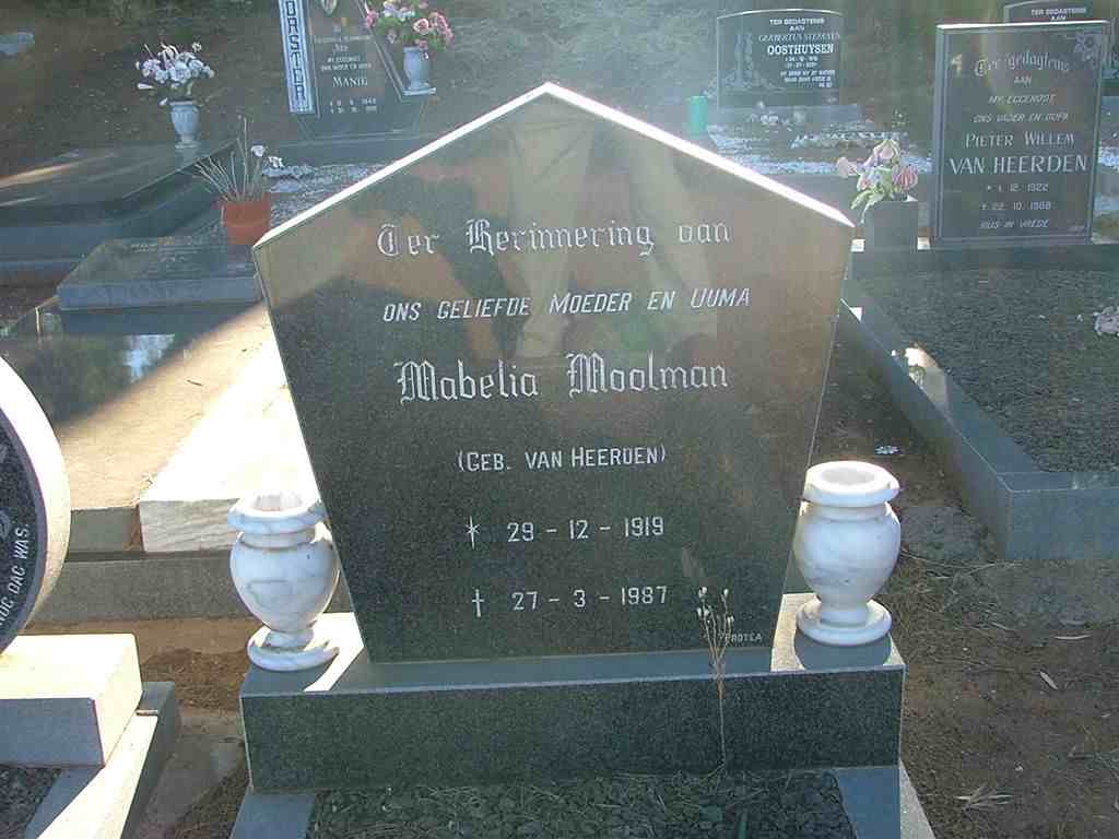 MOOLMAN Mabelia nee VAN HEERDEN 1919-1987