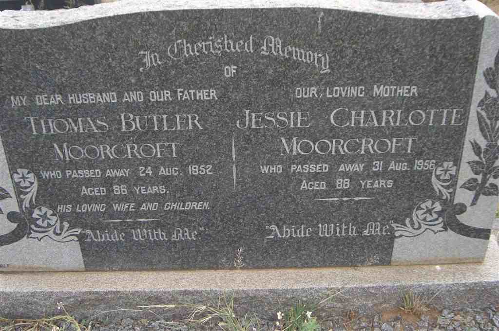 MOORCROFT Thomas Butler -1952 &amp; Jessie Charlotte -1956