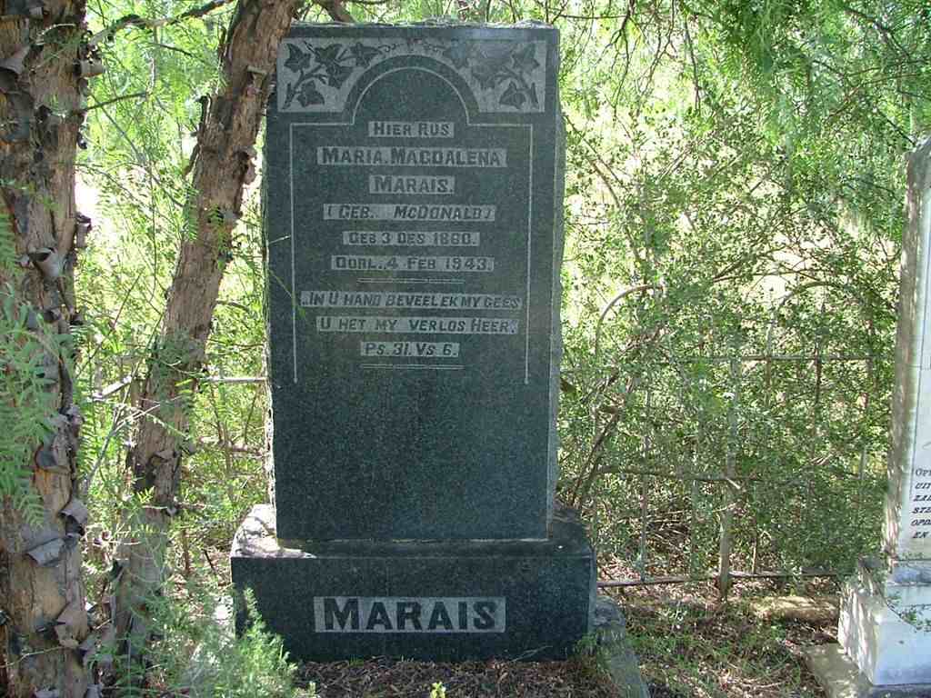 MARAIS Maria Magdalena nee McDONALD 1860-1943