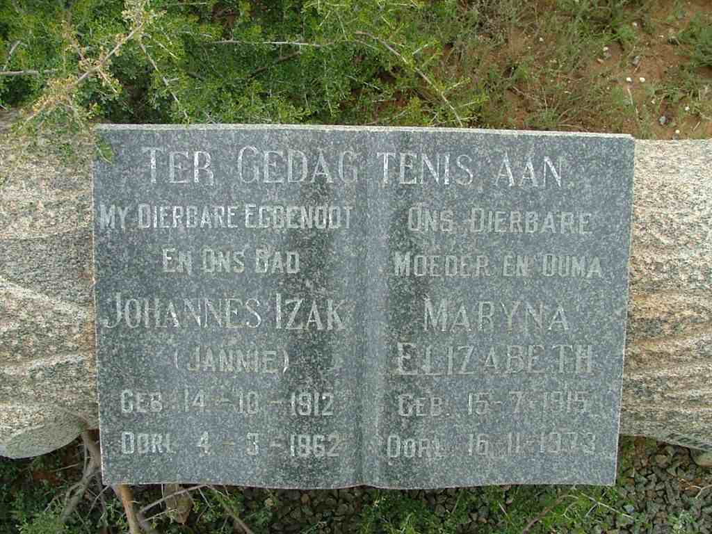 MARAIS Johannes Izak 1912-1962 &amp; Maryna Elizabeth 1915-1973