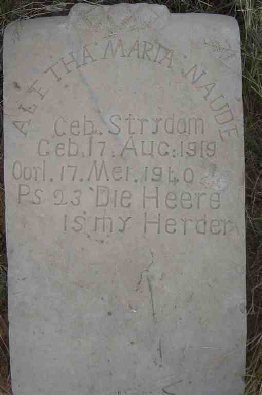 NAUDE Aletha Maria nee STRYDOM 1919-1940