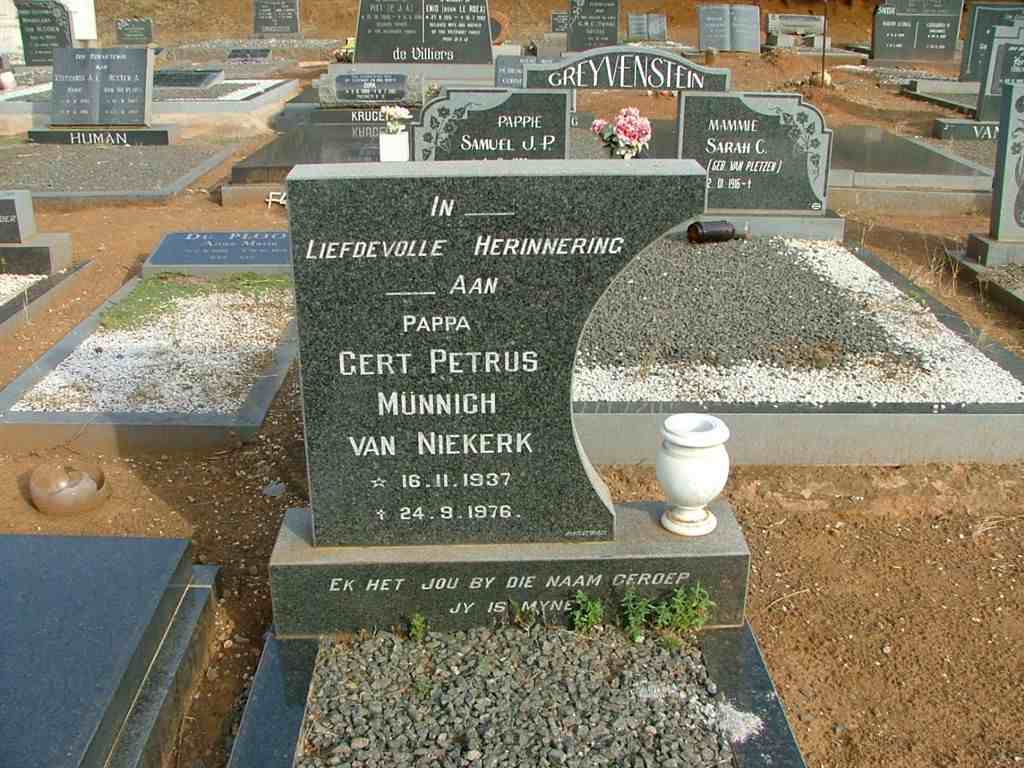 NIEKERK Gert Petrus Münnich, van 1937-1976