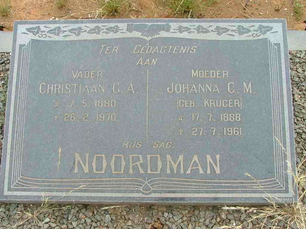 NOORDMAN Christiaan G.A. 1880-1970 &amp; Johanna C.M. Kruger 1888-1961