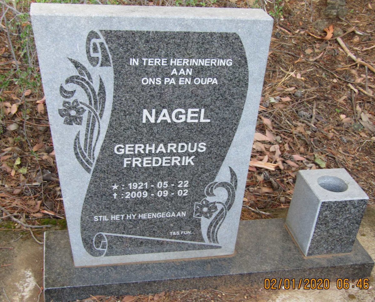 NAGEL Gerhardus Frederik 1921-2009