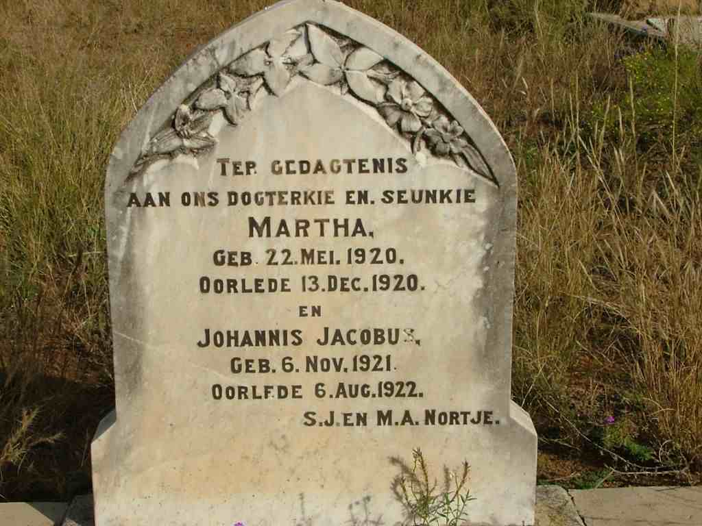 NORTJE Martha 1920-1920 :: NORTJE Johannis Jacobus 1921-1922